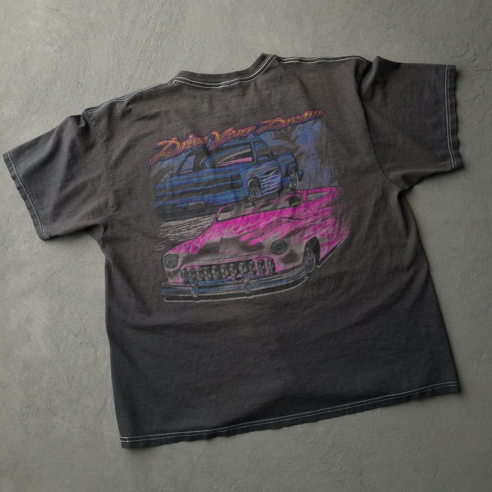 Vintage 90s Delta Black T-shirt Large DuPont Drive Your Dream Hot Rod Car